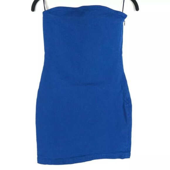 NWT ZARA Blue Bandeau Denim Strapless SEXY Stretch Mini Dress 6929/204 Size L - Picture 5 of 15